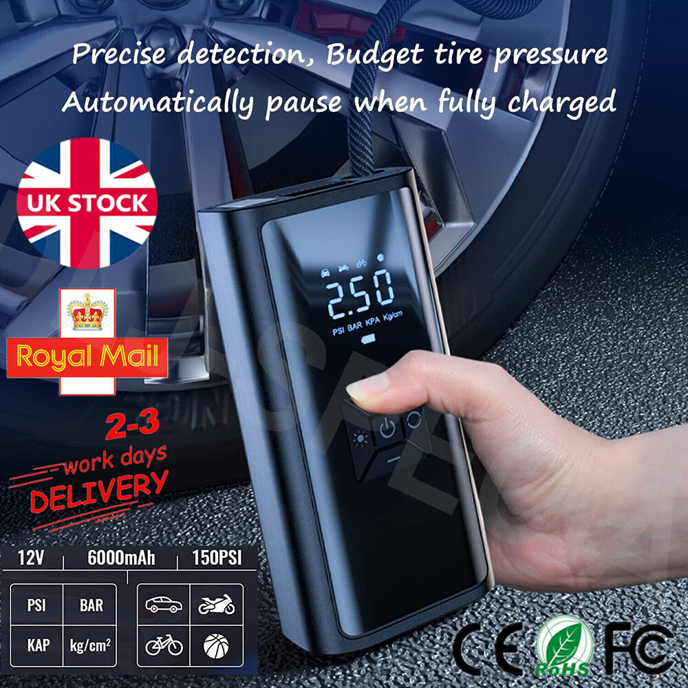 Cordless Digital Tyre Inflator | Portable Rechargeable Air Pump